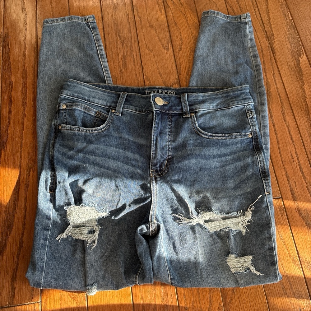 Distressed Blue Jeans